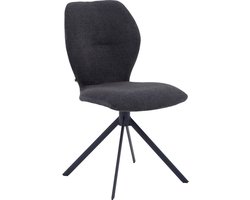 Goossens Eetkamerstoel Hera - Zonder Armleuning - Stof - Blauw - Spinpoot rechte poot 360gr draaibaar returnfunctie