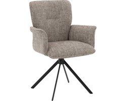 Goossens Eetkamerstoel Hermes - Met Armleuning - Stof - Bruin