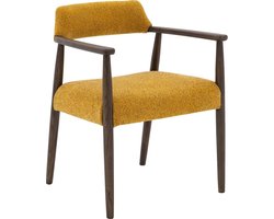 Goossens Eetkamerstoel Jesper - Met Armleuning - Stof - Geel