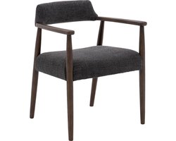 Goossens Eetkamerstoel Jesper - Met Armleuning - Stof - Grijs