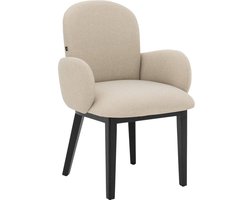 Goossens Eetkamerstoel Lahja - Met Armleuning - Velvet - Beige