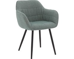 Goossens Eetkamerstoel Lize - Met Armleuning - Stof - Groen