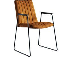 Goossens Eetkamerstoel Manta - Met Armleuning - Velvet - Goud