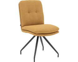 Goossens Eetkamerstoel Mirthe - Zonder Armleuning - Stof - Geel