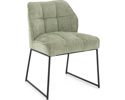 Goossens Eetkamerstoel Ronnie - Zonder Armleuning - Stof - Groen