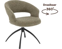 Goossens Eetkamerstoel Sara - Met Armleuning - Stof - Groen