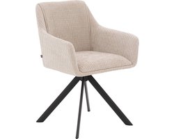 Goossens Eetkamerstoel Ysmay - Met Armleuning - Stof - Beige