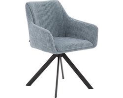 Goossens Eetkamerstoel Ysmay - Met Armleuning - Stof - Blauw