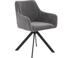 Goossens Eetkamerstoel Ysmay - Met Armleuning - Stof - Grijs