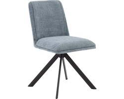 Goossens Eetkamerstoel Ysmay - Zonder Armleuning - Stof - Blauw