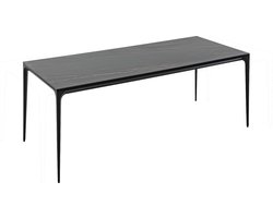 Goossens Eettafel Mundi - Keramiek - zwart - 200 x 74 x 100 cm