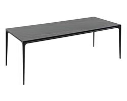 Goossens Eettafel Mundi - Keramiek - zwart - 220 x 74 x 100 cm