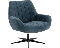 Goossens Fauteuil Kamille - Velvet - Blauw