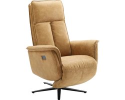 Goossens Fauteuil Odyssey - Met Armleuning - Leer - Bruin