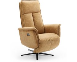 Goossens Fauteuil Odyssey - Met Armleuning - Leer - Bruin