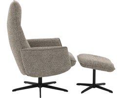Goossens Fauteuil Tusla - Met Armleuning - Stof - Bruin