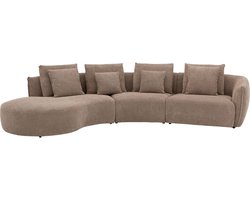 Goossens Fay Hoekbank - Stof - Bruin - 364 x 85 x 203 cm - Links