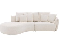 Goossens Fay Hoekbank - Stof - Wit - 294 x 85 x 164 cm - Links