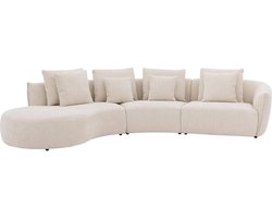 Goossens Fay Hoekbank - Stof - Wit - 364 x 85 x 203 cm - Links