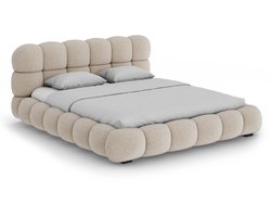 Goossens Gestoffeerd Bedframe Cloud, 180 x 200 cm Stof Ahenk 9856 sand