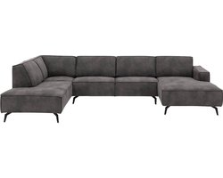 Goossens Hercules Hoekbank - Kunstleer - Grijs - 355 x 82 x 217 cm - Links