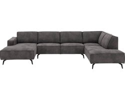 Goossens Hercules Hoekbank - Kunstleer - Grijs - 355 x 82 x 217 cm - Rechts