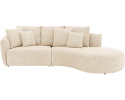 Goossens Hoekbank - Stof - Beige - 294 x 85 x 164 cm - Rechts