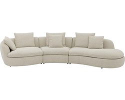 Goossens Hoekbank - Stof - Beige - 367 x 84 x 152 cm - Rechts