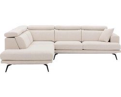 Goossens Hoekbank Viggo - Wit - Stof - 282 x 82 x 228