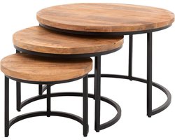 Goossens Jelle Salontafel - Hout - 73 x 44 x 73 cm - Rond - bruin