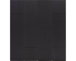 Goossens Kast Systeem Malaga Online, Opstelling Compleet 4 Elementen 200 Cm B Start Met Module 2 Inclusief Ladeblok En Extra Legplank - Hout Zwart