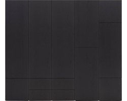 Goossens Kast Systeem Malaga Online, Opstelling Compleet 5 Elementen 250 Cm B Start Met Module 3 Inclusief Ladeblok En Extra Legplank - Hout Zwart