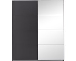 Goossens Kledingkast Miami, 180 Cm Breed, 210 Cm Hoog, 1x Spiegeldeur Re En 1x Schuifdeur Li - Grijs