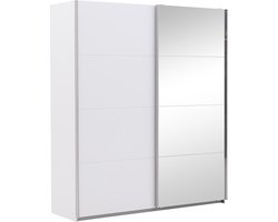 Goossens Kledingkast Miami, 180 Cm Breed, 210 Cm Hoog, 1x Spiegeldeur Re En 1x Schuifdeur Li - Wit