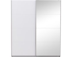 Goossens Kledingkast Miami, 226 Cm Breed, 210 Cm Hoog, 1x Spiegeldeur Re En 1x Schuifdeur Li - Wit