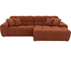 Goossens Kubus Hoekbank - Stof - Bruin - 311 x 87 x 200 cm - Rechts