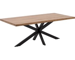 Goossens Lecca Eettafel - Hout - 200 x 76 x 100 cm - Rechthoek - bruin