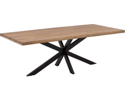Goossens Lecca Eettafel - Hout - 220 x 76 x 100 cm - Rechthoek - bruin