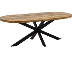 Goossens Lecce Eettafel - Hout - 210 x 76 x 100 cm - Rond - bruin