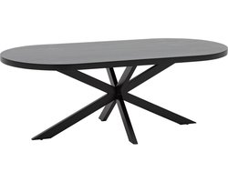 Goossens Lecce Eettafel - Hout - 210 x 76 x 100 cm - Rond - zwart