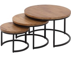 Goossens Lenngard Salontafel - Hout - 73 x 44 x 73 cm - Rond - bruin