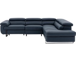 Goossens Lorenzo Hoekbank - Leer - Blauw - 283 x 64 x 233 cm