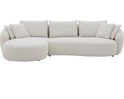 Goossens Loungebank Ava - Beige - Stof - Links - 334 x 83 x 175