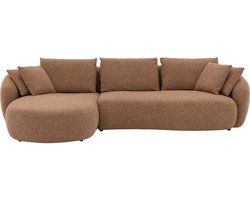 Goossens Loungebank Ava - Bruin - Stof - Links - 334 x 83 x 175