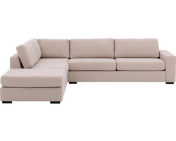 Goossens Lucca Hoekbank - Stof - Wit - 327 x 65 x 265 cm - Links