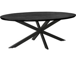 Goossens Nilo Eettafel - Hout - 240 x 76 x 110 cm - Ovaal - zwart