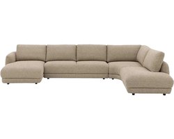 Goossens Premiere Hoekbank - Stof - Beige - 407 x 64 x 253 cm - Links