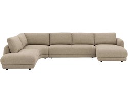 Goossens Premiere Hoekbank - Stof - Beige - 407 x 64 x 253 cm - Rechts