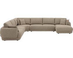 Goossens Premiere Hoekbank - Stof - Beige - 407 x 64 x 320 cm - Rechts