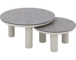 Goossens Roef Salontafel - Glas - 80 x 36 x 80 cm - Rond - grijs